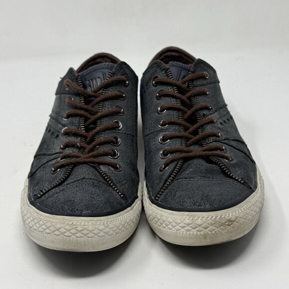 Converse All Star Low Sneakers Mens 10.5 Black Distressed Leather Open Zip Shoes - Picture 6 of 16